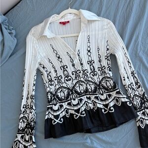 Elegant Black and White Women's Top